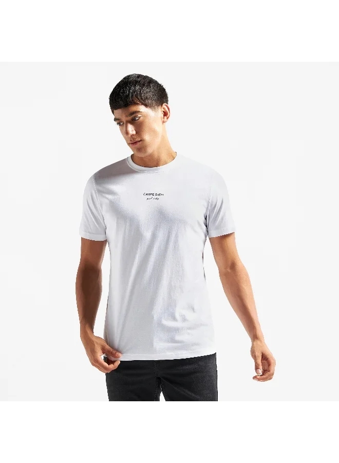 Splash FAV Typography Print Crew Neck T-shirt with Short Sleeves