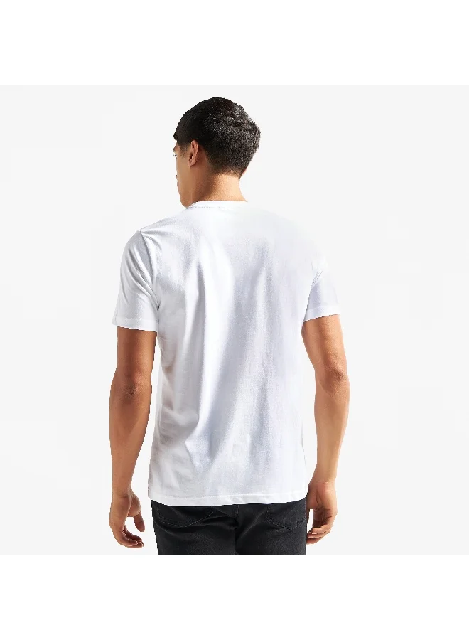Splash FAV Typography Print Crew Neck T-shirt with Short Sleeves