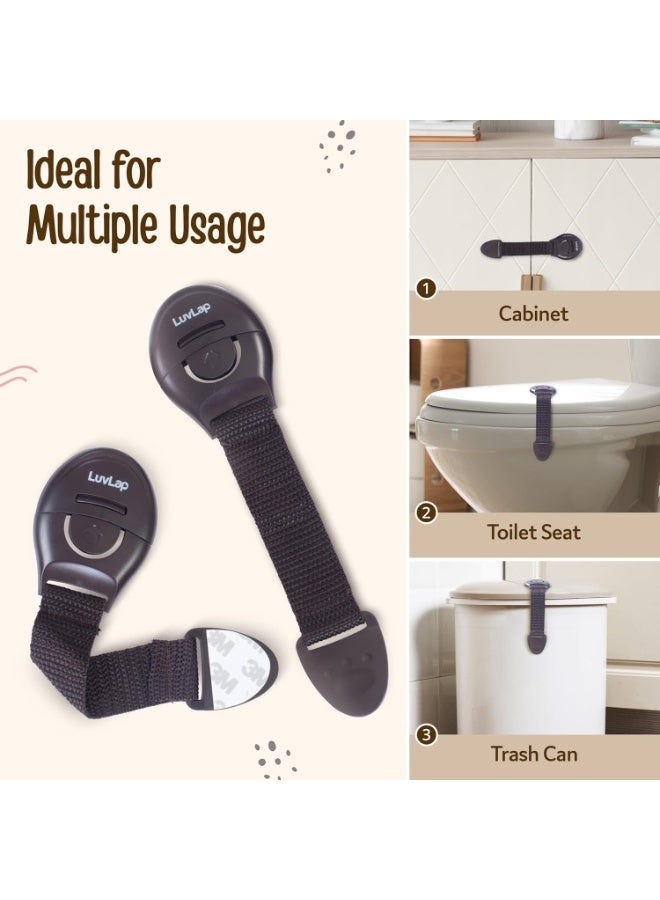 لوفلاب أقفال أثاث أمان للأطفال من لوف لاب، عبوة من 10 قطع، قابلة للتعديل ومرنة مع لاصق 3M، أقفال أمان للأطفال، أقفال أمان للأطفال للأدراج والخزائن والثلاجة والخزانة (بني) - Image 2