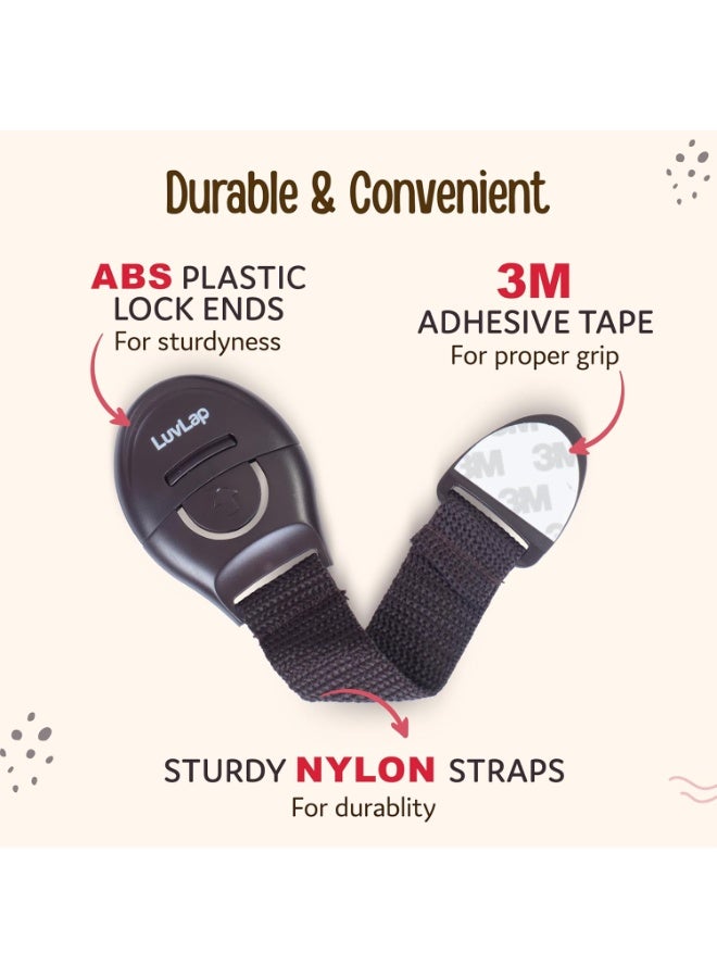 لوفلاب أقفال أثاث أمان للأطفال من لوف لاب، عبوة من 10 قطع، قابلة للتعديل ومرنة مع لاصق 3M، أقفال أمان للأطفال، أقفال أمان للأطفال للأدراج والخزائن والثلاجة والخزانة (بني) - Image 5