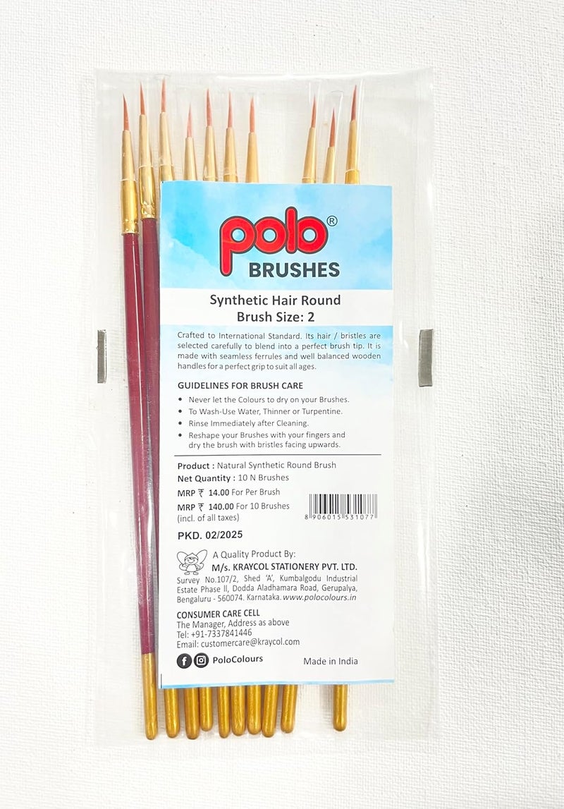 POLO فرش دوائر من الشعر الصناعي | عبوة 2 من 10 | مجموعة فرش رسم احترافية للتفاصيل الدقيقة للفنانين، الرسم المصغر والأكريليك | شعيرات ناعمة للدقة والحركات السلسة - Image 3