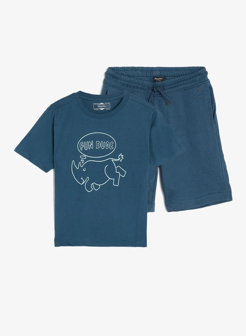 Ripples Boys Drop Shoulder T-shirt & Shorts Set