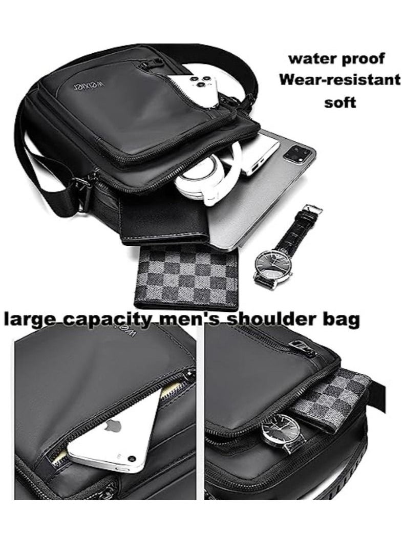 WEIXIER Mens Shoulder Bag Canvas Messenger Bags Travel Crossbody Bag Large Capacity Casual Handbag with Multiple Pockets for Working Shopping Hiking Daily Use  - Image 5