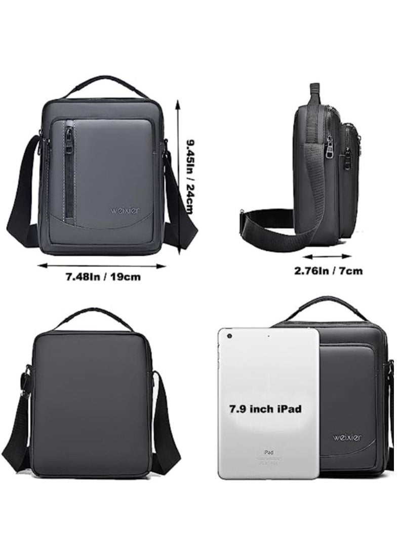 WEIXIER - Mens Shoulder Bag Canvas Messenger Bags Travel Crossbody Bag Large Capacity Casual Handbag with Multiple Pockets for Working Shopping Hiking Daily Use - Image 1