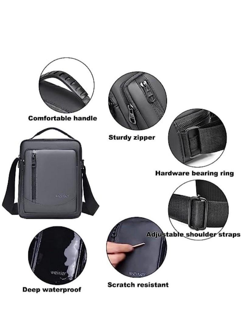 WEIXIER Mens Shoulder Bag Canvas Messenger Bags Travel Crossbody Bag Large Capacity Casual Handbag with Multiple Pockets for Working Shopping Hiking Daily Use  - Image 4