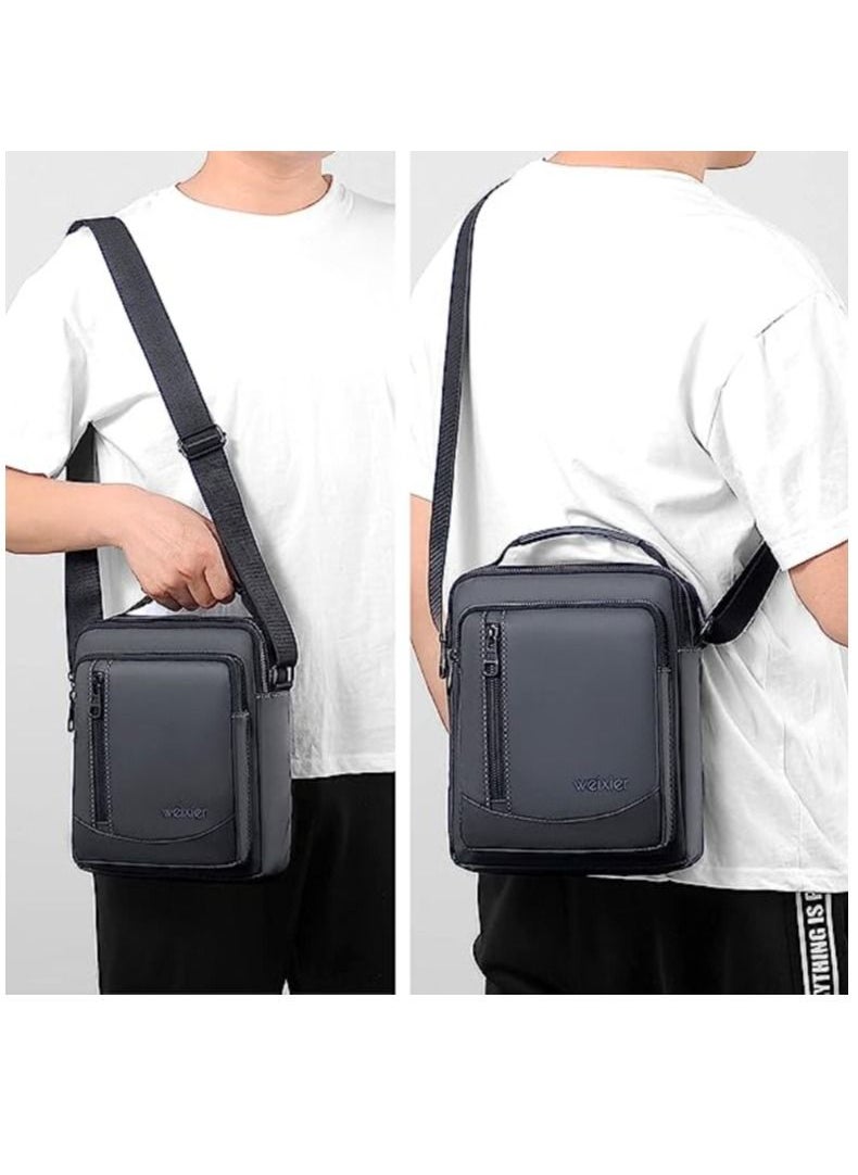 WEIXIER Mens Shoulder Bag Canvas Messenger Bags Travel Crossbody Bag Large Capacity Casual Handbag with Multiple Pockets for Working Shopping Hiking Daily Use  - Image 3