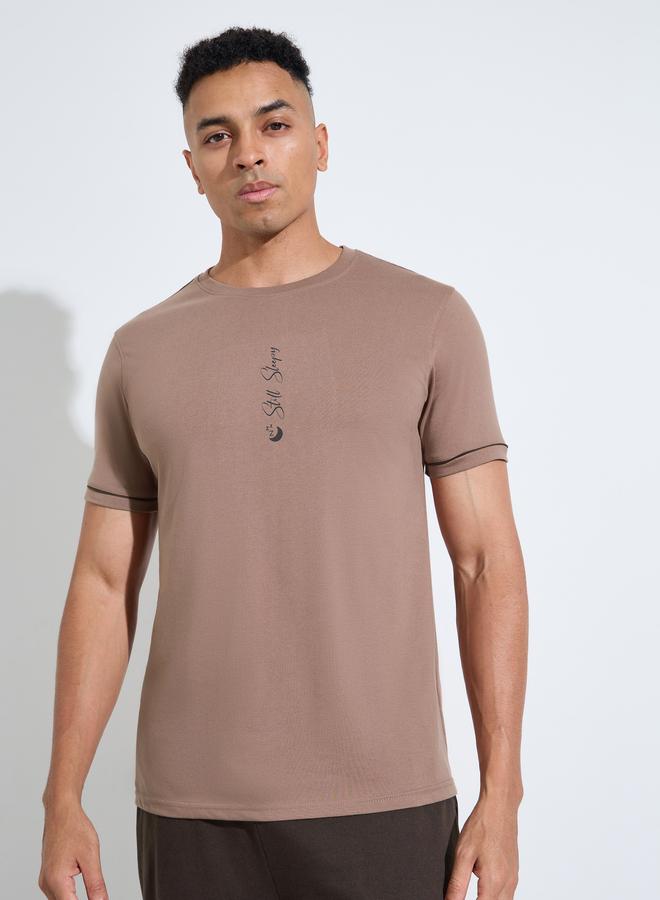 Styli Brown Printed Relaxed Fit T-Shirt and Shorts Pyjama Set - Image 2
