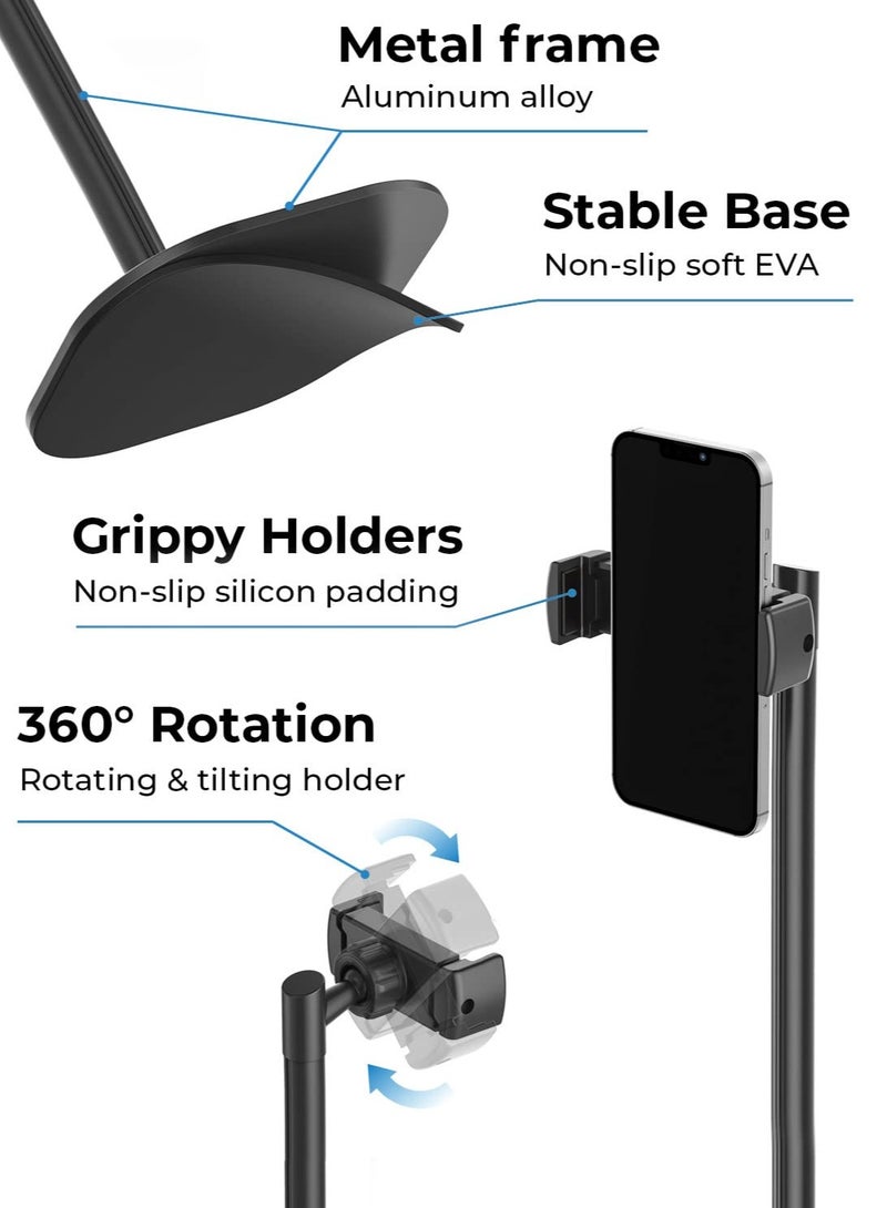 Excefore حامل هاتف محمول قابل للتعديل للارتفاع للمكتب، حامل هاتف مكتبي للتسجيل، حامل iPhone لملحقات المكتب للنساء، حامل هاتف محمول للمكتب، أبيض ثلجي - Image 4