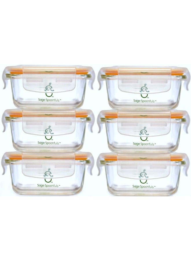 Sage Spoonfuls Glass Baby Food Containers with Lids - 6 Pack, 4 oz Baby Food Jars - Image 1