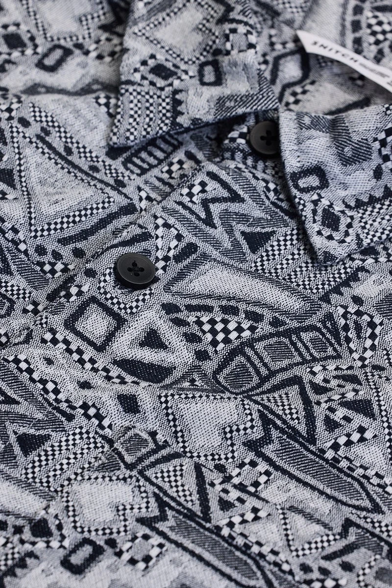 SNITCH Navy Abstract Relaxed Fit Overshirt