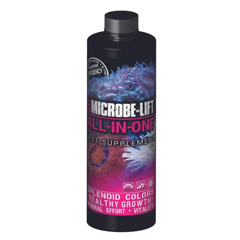 MICROBE-LIFT All-in-One Master Reef Supplement for Reef Environment Maintenance and Healthy Growth of Fish Tank Plants, 16 Fl Oz