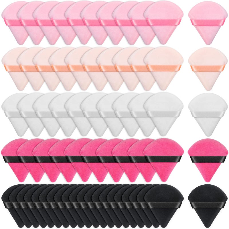 Caffox 60pcs powder puffs for face powder, Triangle Powder Puff for Setting Powder, Makeup Puffs for Loose Powder and Press Powder, Makeup Sponge Powder Applicator for Face and Eye - Image 1