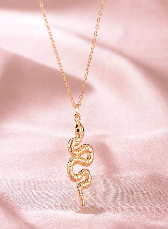 ميفيكو قلادة ثعبان رقيقة من ميفيكو للنساء - قلادة ثعبان مطلية بالذهب عيار 18 قيراطًا مع قلادة من الزركون المكعب، مجوهرات بوهيمية يدوية الصنع بسيطة ورقيقة - Image 3