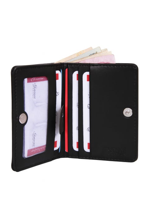 Men Genuine Leather Slim Bifold Wallet - RFID Blocking Credit Card Holder, 2-Sided Handmade Design with Cash Pocket, ID Window, and Up to 6 Card Holder Slots - BLACK EDITION