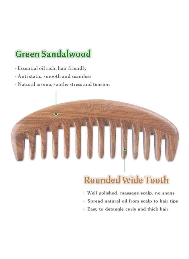 Breezelike - Wide Tooth Hair Comb - Natural Detangling Wooden Comb for Curly Hair - No Static Sandalwood Comb for Women and Men - Image 1