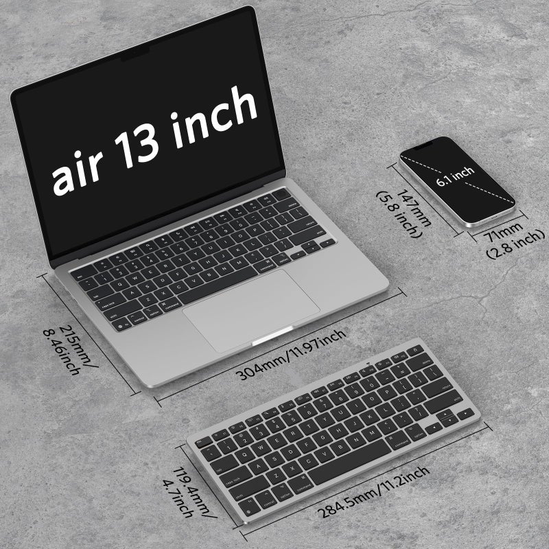 OMOTON Wireless Keyboard for Mac, Ultra-Slim Bluetooth Keyboard with Stable Connection, Compatible with iMac, iMac Pro, MacBook Pro/Air, Mac mini Laptop, Black Grey - Image 3