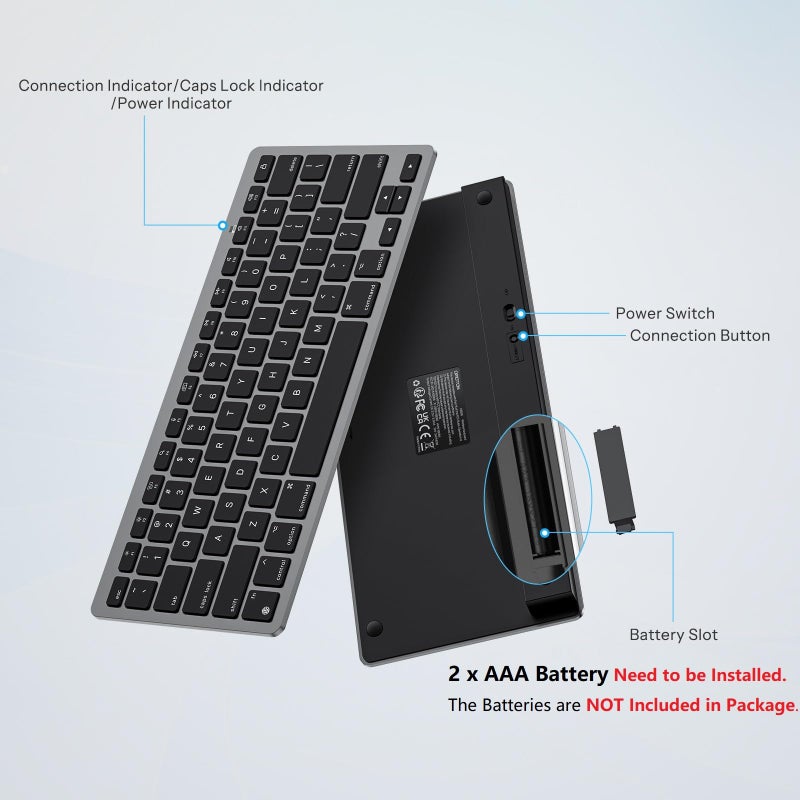 OMOTON Wireless Keyboard for Mac, Ultra-Slim Bluetooth Keyboard with Stable Connection, Compatible with iMac, iMac Pro, MacBook Pro/Air, Mac mini Laptop, Black Grey - Image 4