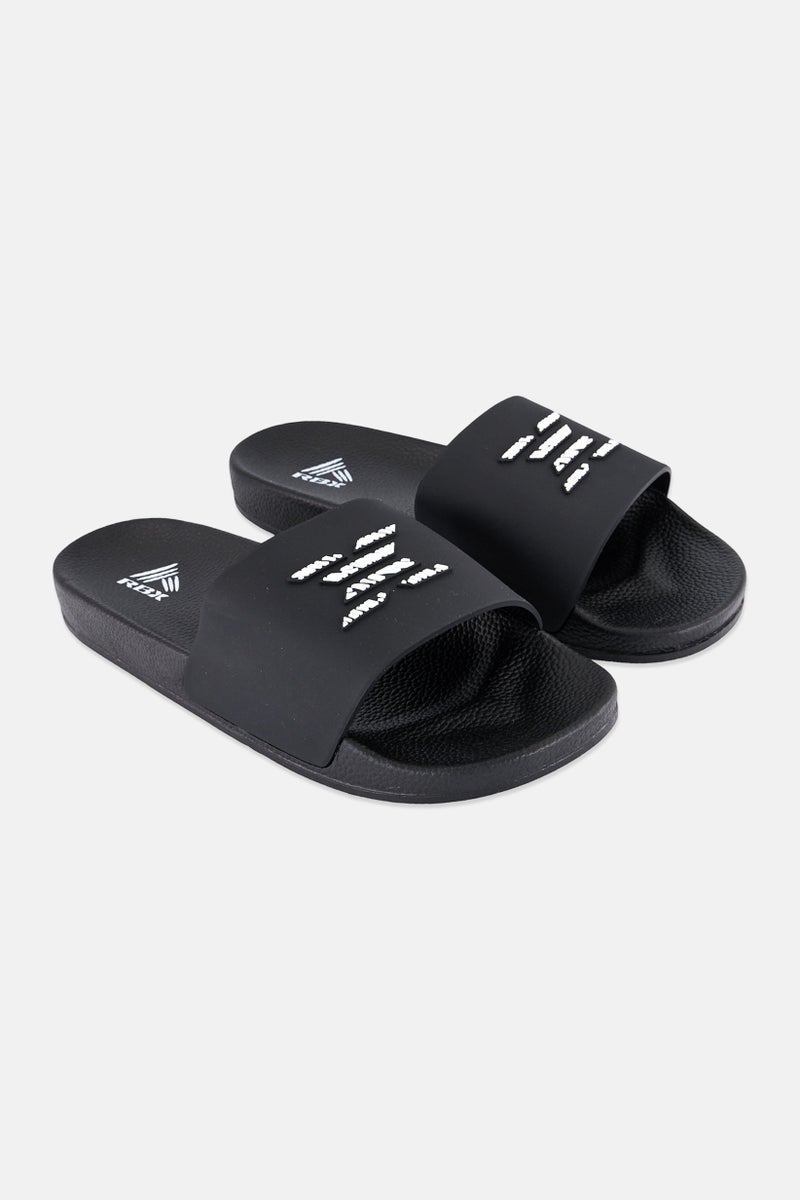 RBX Men Brand Logo Slip On Slides, Black  - Image 1