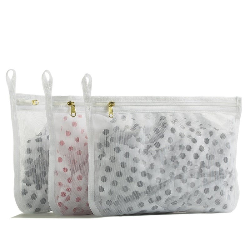 TENRAI TENRAI Delicates Laundry Bags Bra Fine Mesh Wash Bag for Underwear Lingerie Bra Pantyhose Socks Use YKK Zipper Have Hanger Loops Small Openings White 3 Small