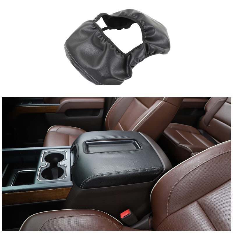 CheroCar for Chevy Silverado Center Console Armrest Pad Cover Interior Accessories for Chevrolet Silverado 20142017 Leather
