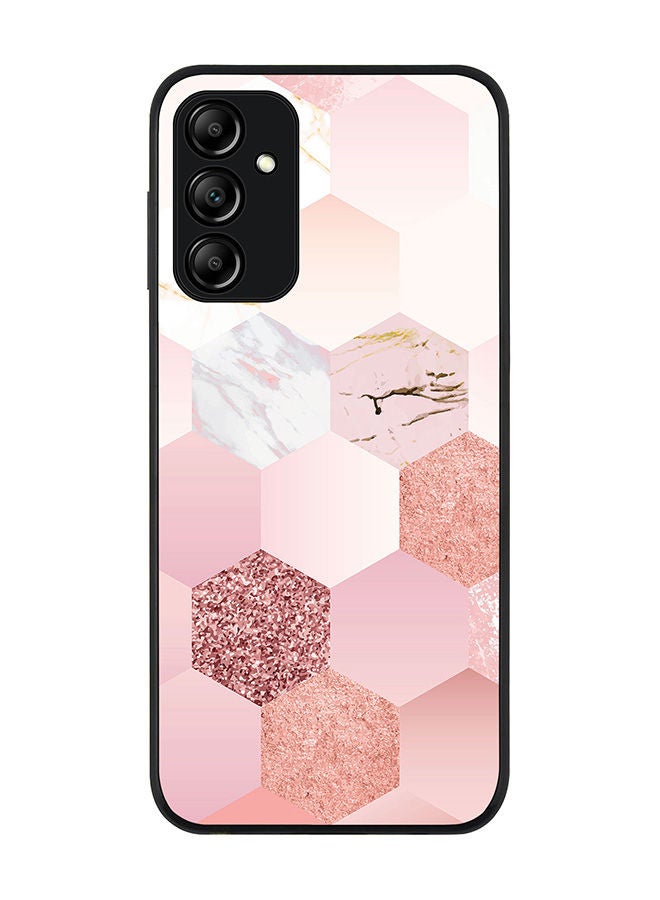 Stylizedd Rugged Black edge case for Samsung Galaxy M14 5G Slim fit Soft Case Flexible Rubber Edges Anti Drop TPU Gel Thin Cover -  Marble Pink Honeycomb - Image 1