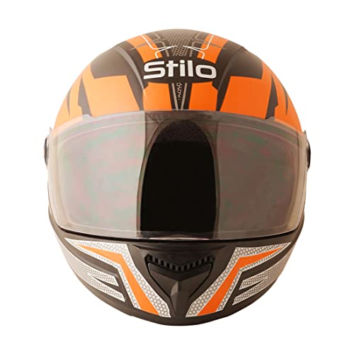 Sage Square ISI Certified ABS Clear Visor, High Standard Safety, Enhanced Design, Extra Comfort, Enhanced Design Proud 45 Full Face Graphic Helmet (X-Large, Black Matte - Orange) - Image 2