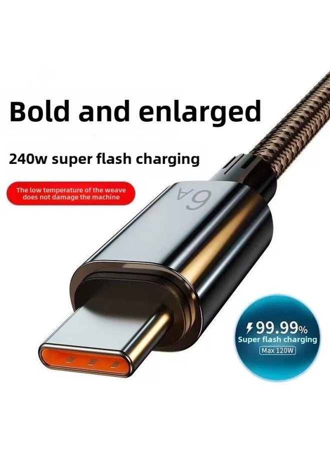 6A Super Fast Charge 240W Flash Charge Data Cable For Huawei Vivo Xiaomi Glory Mobile Phone Type Fast Charge Wire-Color:2 Pack - 99% Of Extremely Fast 【original Upgrade Chip】 - 1.5m 【6a Super Fast C - Image 1
