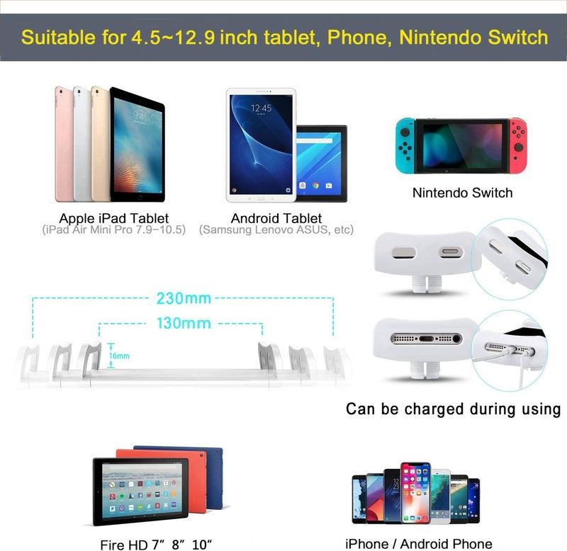 SAMHOUSING Tablet Stand Adjustable,Foldable Tablet Stand for Bed, Aluminum Universal Flexible Tablet Holder with 360 Degree Rotation for iPad/iPhoneX/iPad Pro/N-Switch,or Other 4.5~12.9 Inches Devices (White) - Image 5