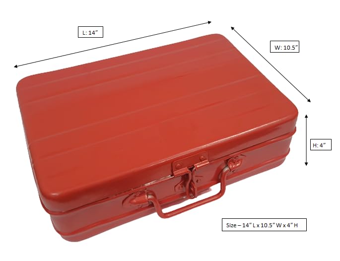 Jayco JAYCO Big Aluminum Storage Box/Treasure Chest/Currency Money Box/Gift Trunk - 14" Large (35 cm x 27 cm x 10 cm, Red)  - Image 2