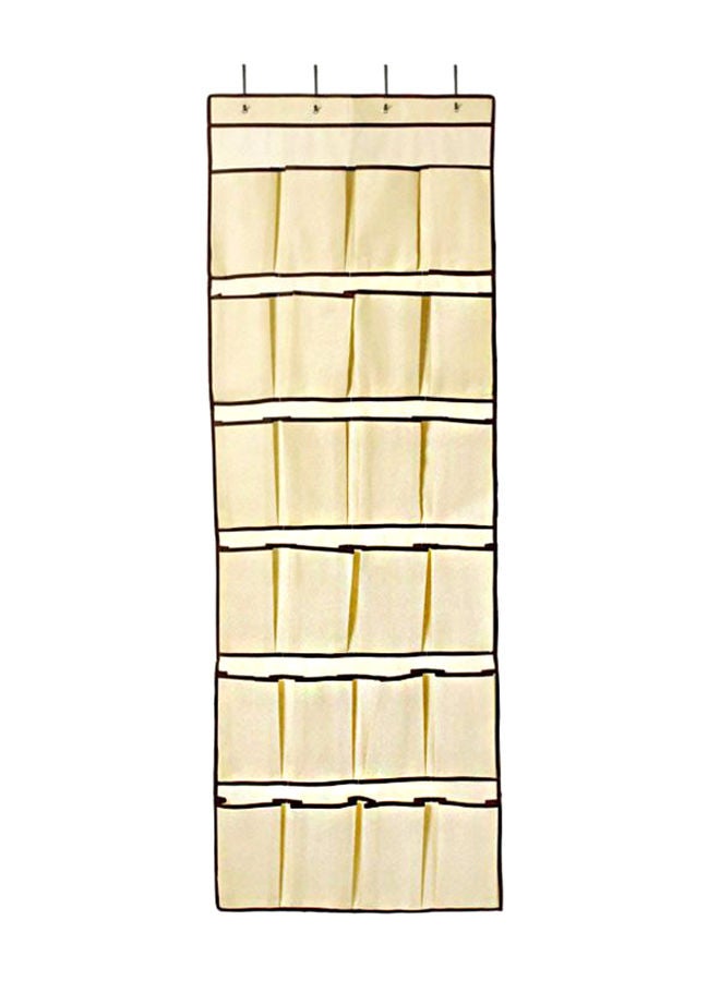 NIBEMINENT 24-Pocket Door Hanging Shoe Organizer Beige/Black 125 x 45centimeter  - Image 1