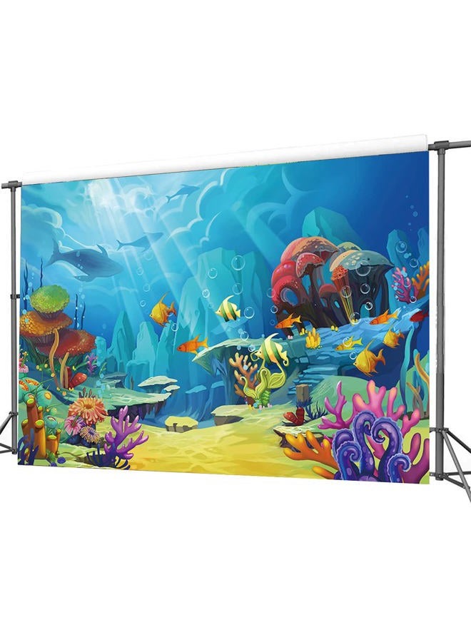 CHAIYA Under The Sea Backdrop Ocean Little Mermaid Backdrop Background for Under The Sea Theme Baby Shower Photo Booth Banner Party Cake Table Decoration 7x5ft - Image 3