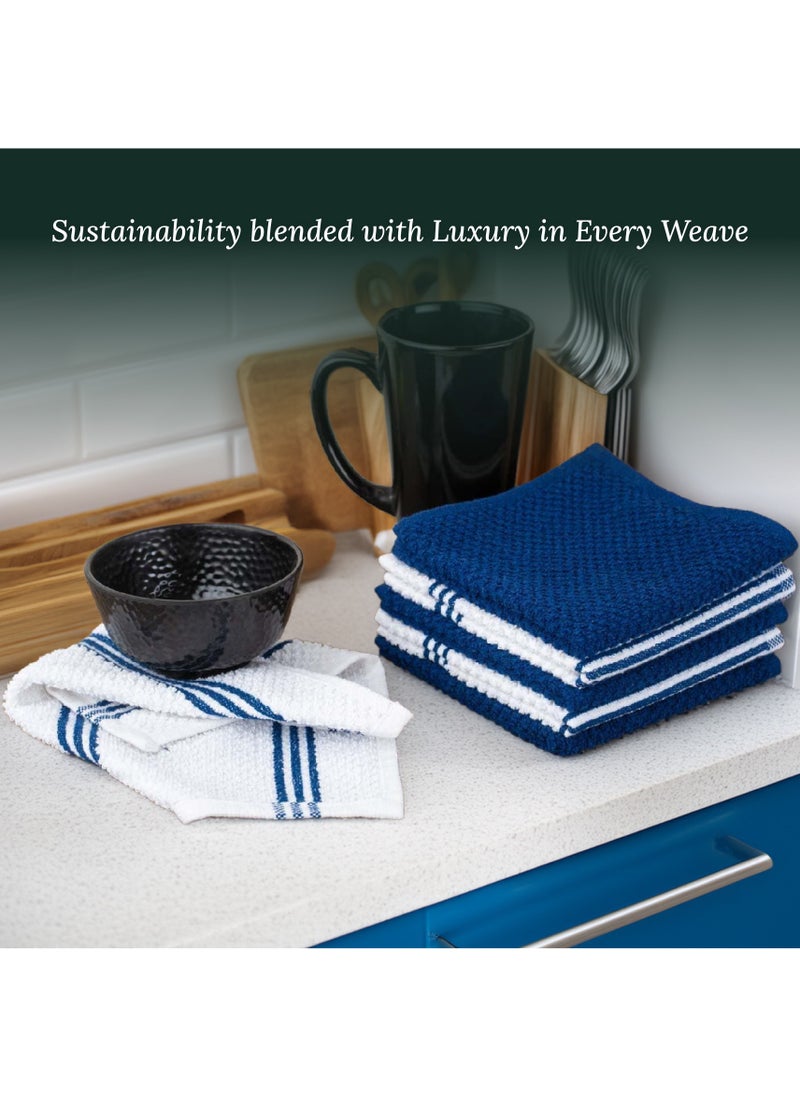 Cloud Scape Linen 12-Piece Kitchen Essentials Set – Includes Absorbent Dishcloths & Kitchen Towels, Non-Slip Silicone Grip, Indigo  - Image 5