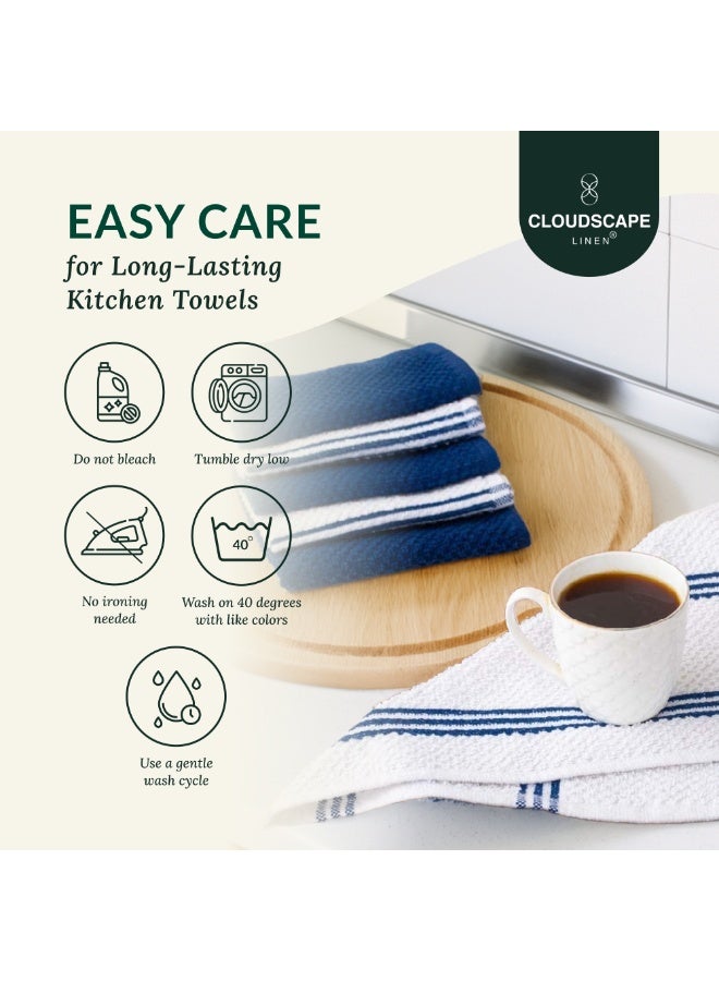 كلاود سكيب لينين 12-Piece Kitchen Essentials Set – Includes Absorbent Dishcloths & Kitchen Towels, Non-Slip Silicone Grip, Indigo - Image 5