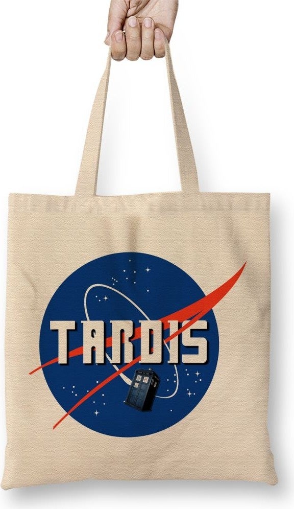 Baskı Dükkanı Print Shop Doctor Who Tardis NASA Logo Tote Bag Long Handle