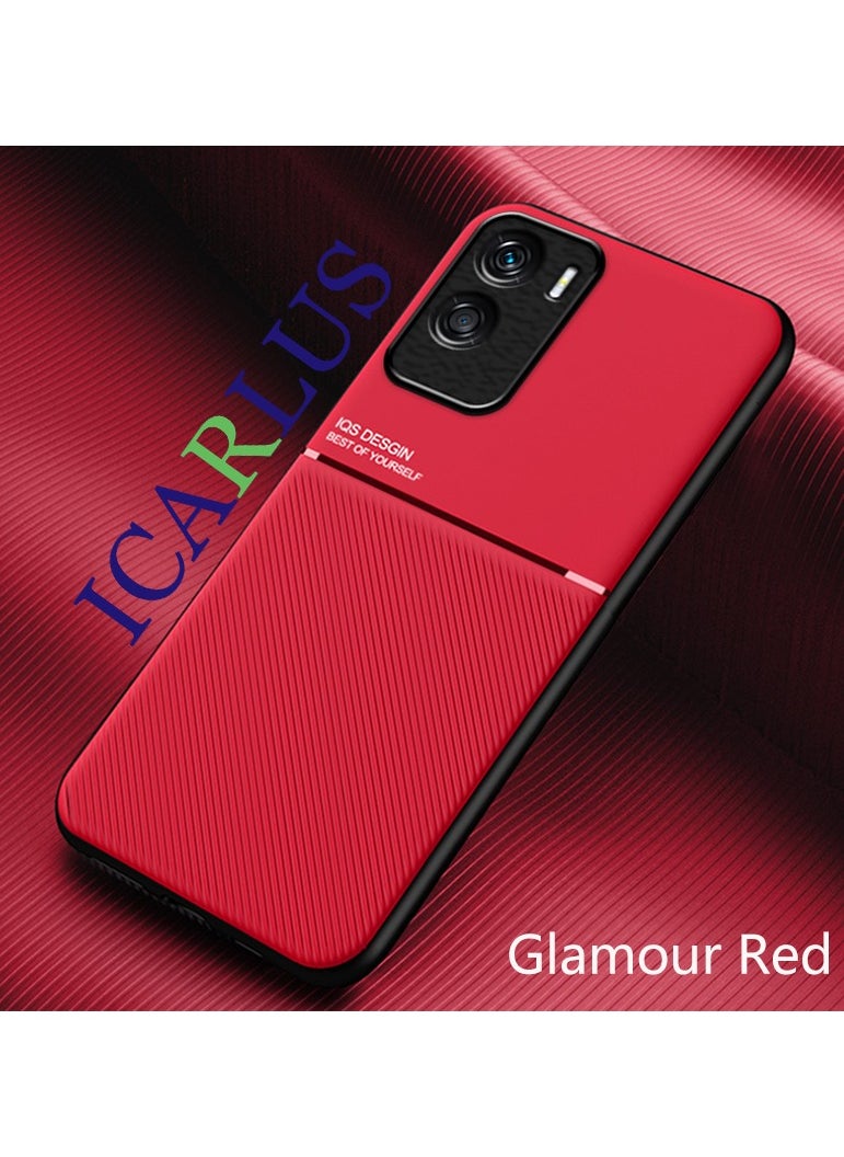 ICARLUS Case for Honor 90 Lite 5G Magnetic Cover Glamour Red 