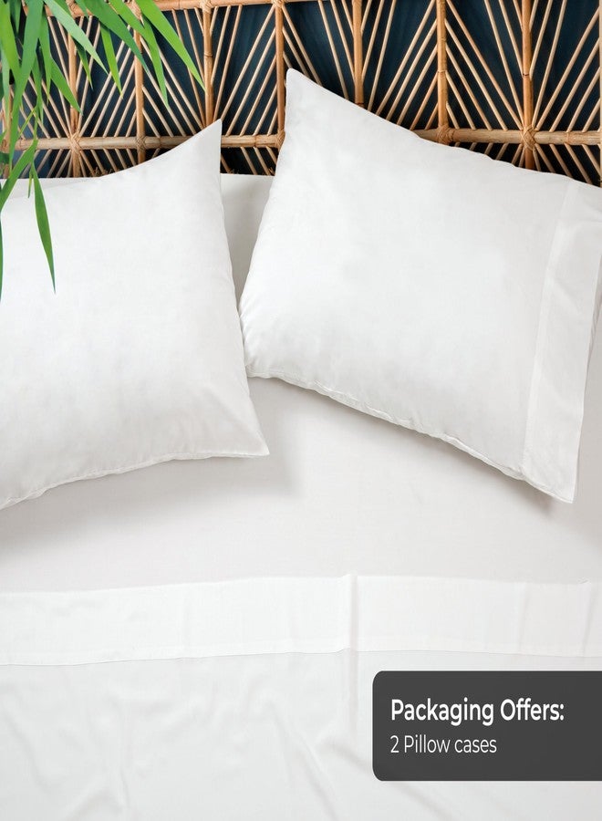 ROYALE LINENS أغطية وسائد تبريد من رويال لينينز، مقاس قياسي، طقم من قطعتين - 100% رايون مشتق من الخيزران، غطاء وسادة تبريد لمن يعانون من الحرارة أثناء النوم - أغطية وسائد ناعمة وحريرية مع إغلاق ظرفي (أبيض 20 × 26 بوصة) - Image 5