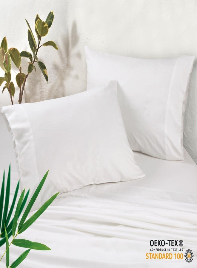 ROYALE LINENS أغطية وسائد تبريد من رويال لينينز، مقاس قياسي، طقم من قطعتين - 100% رايون مشتق من الخيزران، غطاء وسادة تبريد لمن يعانون من الحرارة أثناء النوم - أغطية وسائد ناعمة وحريرية مع إغلاق ظرفي (أبيض 20 × 26 بوصة) - Image 3