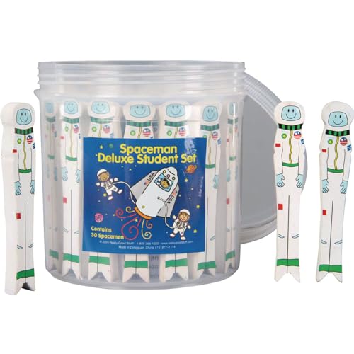 Really Good Stuff Spaceman Deluxe Student Set - 30 Spacemen with Reusable Storage Container, Writing Spacers for Kids, Learning Tool, Finger Spacing, Preschool & Kindergarten Classroom Must Haves - Image 1