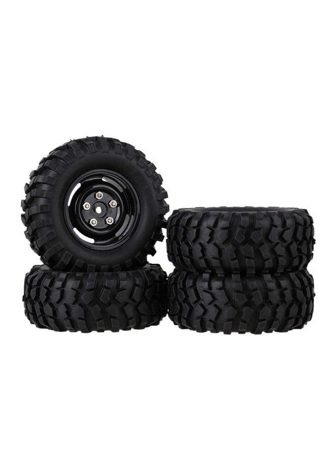 Mxfans 12Mm Hex Black Plastic Wheel Rims With Screws & Rubber Tyres Tires For Rc 1:10 Racing Rock Crawler Car Pack Of 4  - Image 2