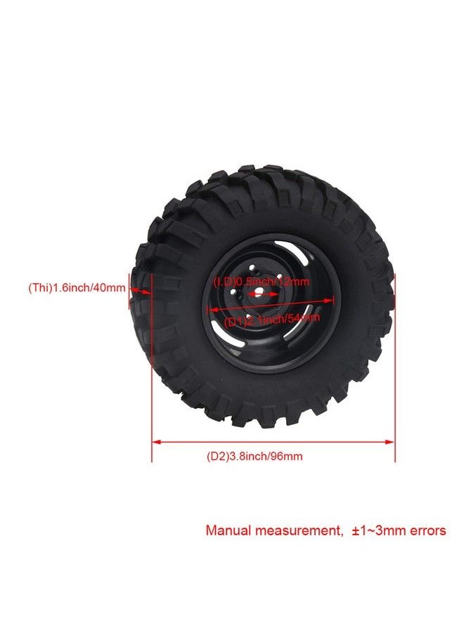 Mxfans 12Mm Hex Black Plastic Wheel Rims With Screws & Rubber Tyres Tires For Rc 1:10 Racing Rock Crawler Car Pack Of 4  - Image 5