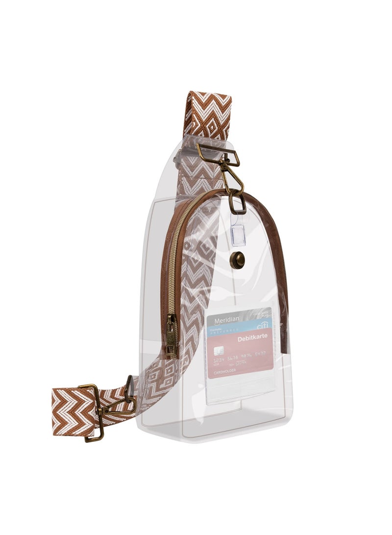 KASTWAVE Transparent PVC Crossbody Chest Backpack Guitar Strap Mini Casual Daily Bag for Concert or sport events - Image 1