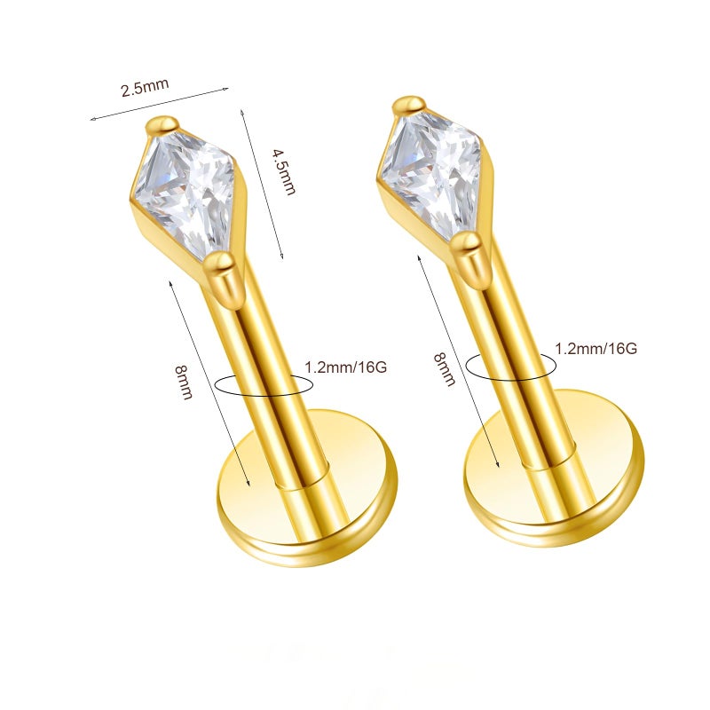 ENONTY G23 Titanium 16g 18g 20g Flat Back Studs Earrings | F136 Implant Grade Titanium Press Fit Threadless Push in Labret Cartilage Helix Lip Monroe Tragus Conch Piercing Jewelry (16g 8mm) - Image 2