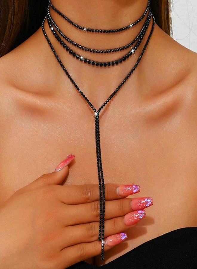 Unicra Black Rhinestone Necklace Diamond Choker Necklaces Formal Bridal Prom Fashion Costume Jewelry Necklace for Women, Free Size, Alloy Steel, No Gemstone - Image 4