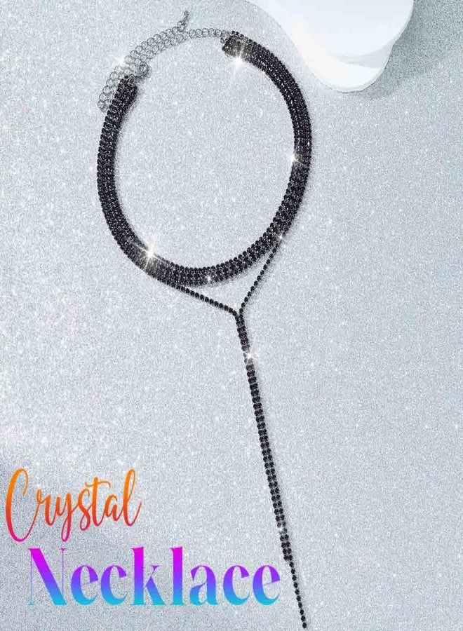 Unicra Black Rhinestone Necklace Diamond Choker Necklaces Formal Bridal Prom Fashion Costume Jewelry Necklace for Women, Free Size, Alloy Steel, No Gemstone - Image 5