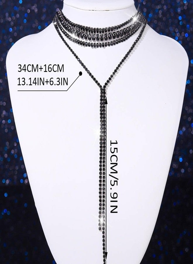 Unicra Black Rhinestone Necklace Diamond Choker Necklaces Formal Bridal Prom Fashion Costume Jewelry Necklace for Women, Free Size, Alloy Steel, No Gemstone - Image 2