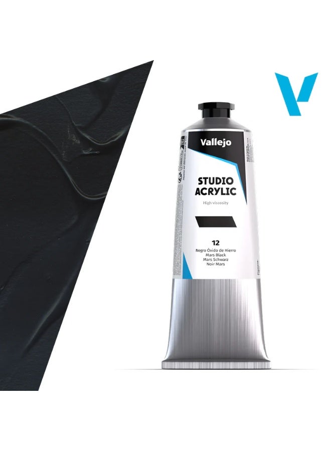 فاليجو أنبوب طلاء أكريليك ستوديو، 58٠٠ مل، رقم ١٢، أسود مارس، أكريليك عالي الجودة للفنانين