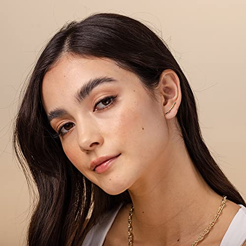PAVOI 14K Yellow Gold Plated 925 Sterling Silver Post Crawler Earrings Cuff Studs - Image 2