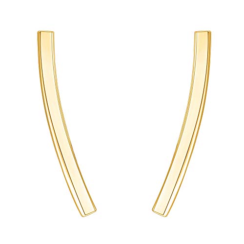 PAVOI 14K Yellow Gold Plated 925 Sterling Silver Post Crawler Earrings Cuff Studs - Image 3