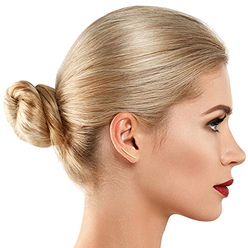 PAVOI 14K Yellow Gold Plated 925 Sterling Silver Post Crawler Earrings Cuff Studs - Image 5
