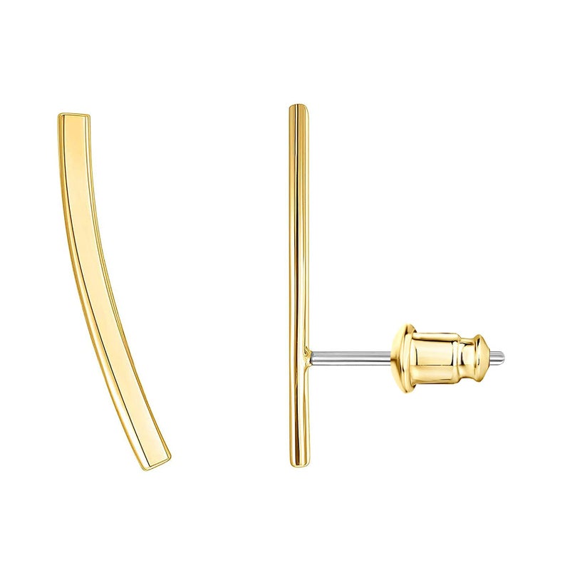 PAVOI 14K Yellow Gold Plated 925 Sterling Silver Post Crawler Earrings Cuff Studs - Image 4